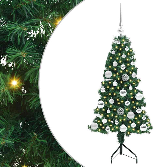 Hoek Kunstkerstboom Met 150 Led Groen 120 Cm Pvc En Metaal
