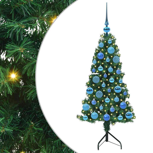 Hoek Kunstkerstboom Met 150 Led Groen 120 Cm Pvc En Metaal