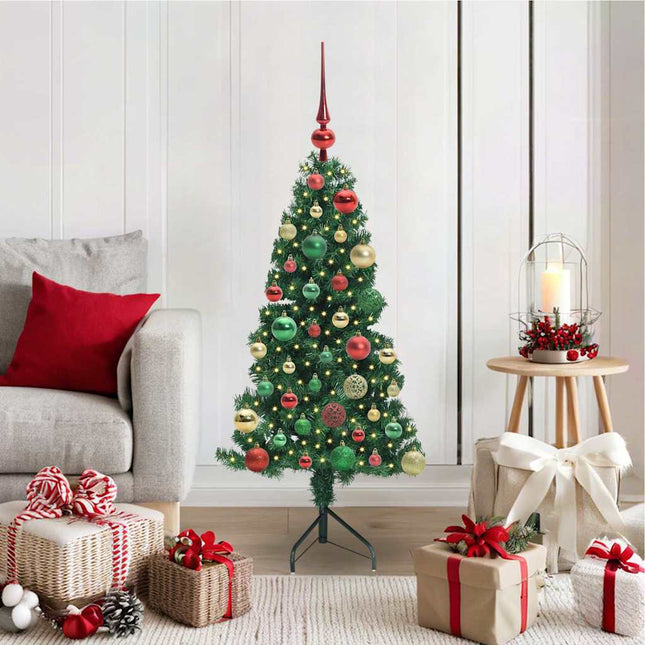 Hoek Kunstkerstboom Met 150 Led Groen 120 Cm Pvc En Metaal