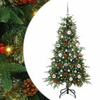 150 cm / Groen / met LED's en roze ballen