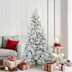 180 cm / Groen en wit / met LED's & gouden ballen
