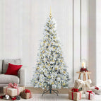 210 cm / Groen en wit / met LED's & gouden ballen