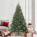 210 cm / Groen / met LED's en paarse ballen