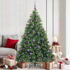 180 cm / Groen / met LED's en paarse ballen