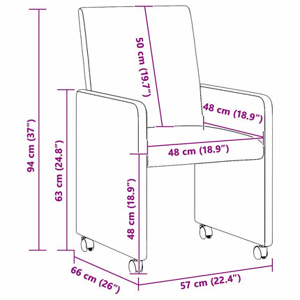 Eetkamerstoelen Met Wieltjes 2 Pcs 57 X 66 X 94 Cm