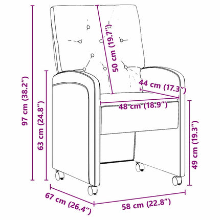 Eetkamerstoelen Met Wieltjes 2 Pcs 58 X 67 X 97 Cm