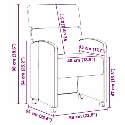 Eetkamerstoelen Met Wieltjes 2 Pcs 58 X 65 X 98 Cm