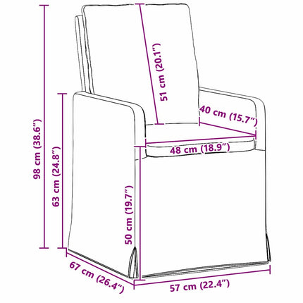 Eettafelstoelen 2 Pcs 57 X 67 X 98 Cm Stof