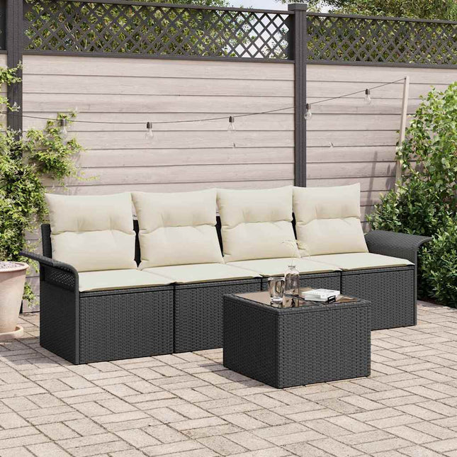 Tuin Sofa Set Met Kussen Met Opslag 5 Pcs Poly Rattan