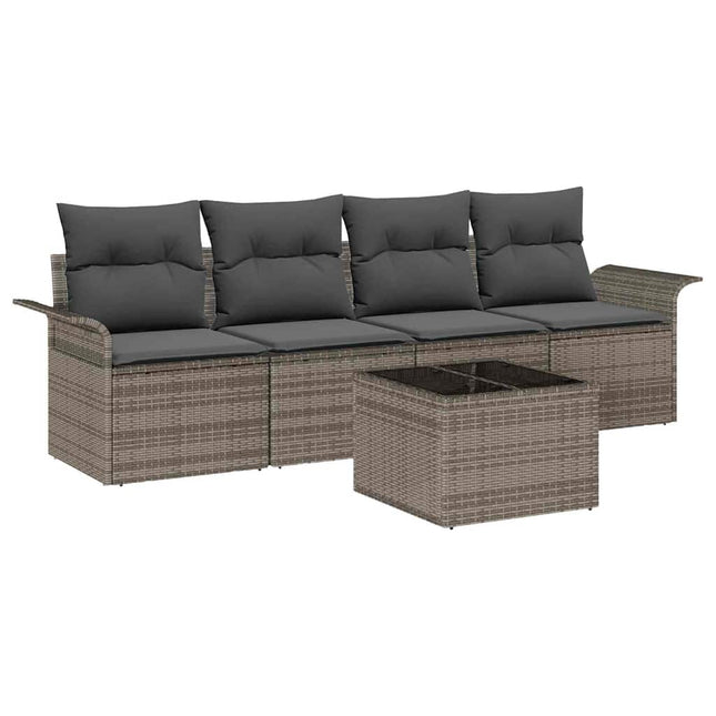 Tuin Sofa Set Met Kussen Met Opslag 5 Pcs Poly Rattan