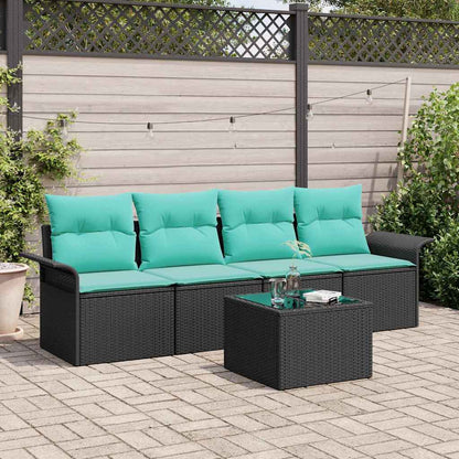 Tuin Sofa Set Met Kussen 5 Pcs Beige En Rood Poly Rattan