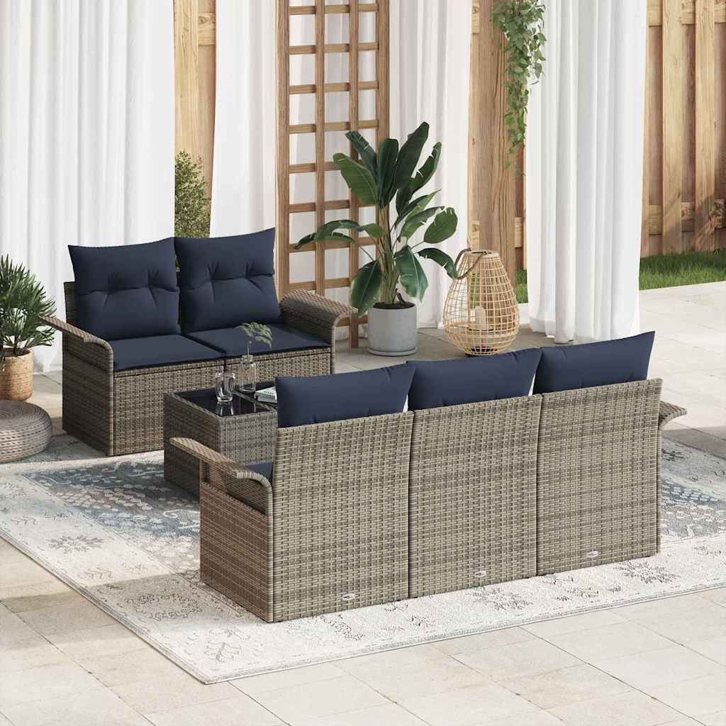 Tuin Sofa Set Met Kussen 6 Pcs Beige En Rood Poly Rattan