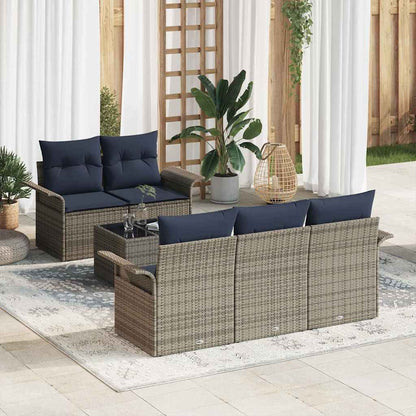 Tuin Sofa Set Met Kussen 6 Pcs Beige En Rood Poly Rattan