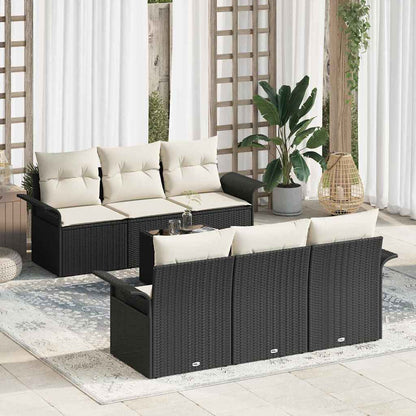 Tuinbankenset Met Kussen 7 Pcs En Crème Poly Rattan
