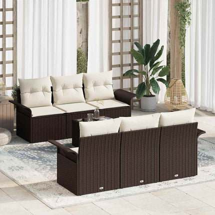 Tuinbankenset Met Kussen Met Opslag 7 Pcs Poly Rattan