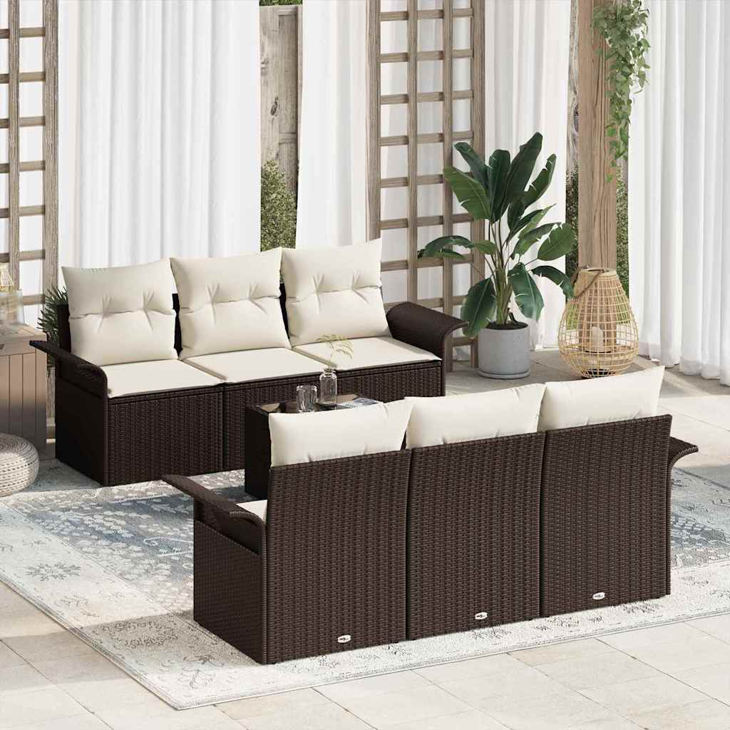 Tuinbankenset Met Kussen 7 Pcs En Crème Poly Rattan