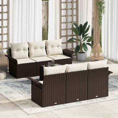 Tuinbankenset Met Kussen 7 Pcs En Crème Poly Rattan