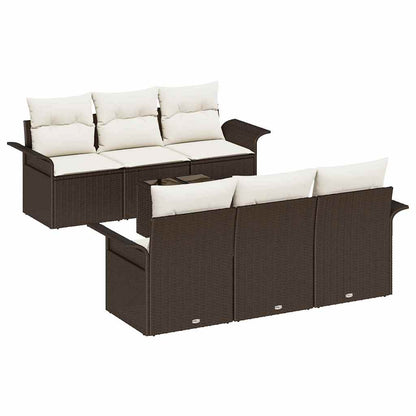 Tuinbankenset Met Kussen 7 Pcs En Crème Poly Rattan