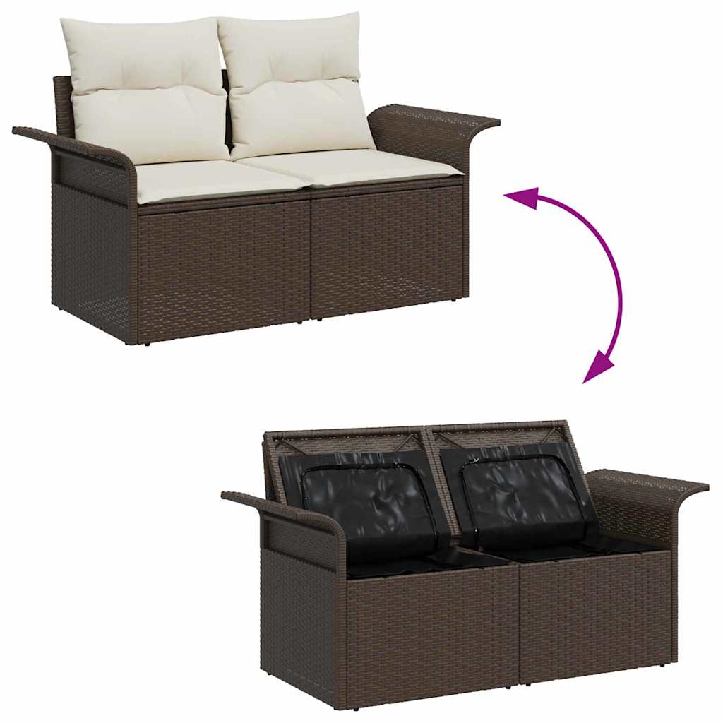 Tuinbankenset Met Kussen 7 Pcs En Crème Poly Rattan