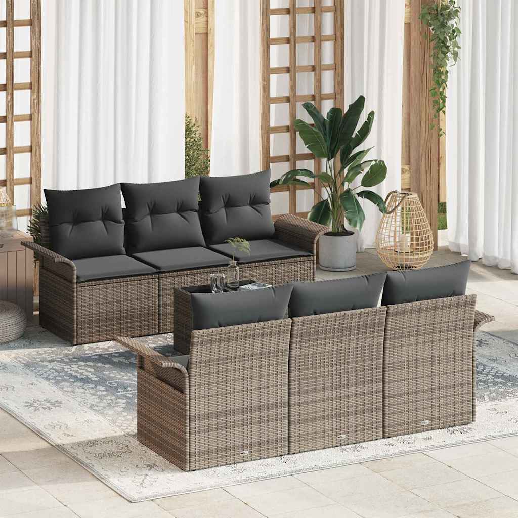 Tuinbankenset Met Kussen 7 Pcs En Crème Poly Rattan
