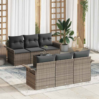 Tuinbankenset Met Kussen 7 Pcs En Crème Poly Rattan