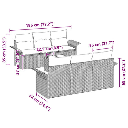 Tuinbankenset Met Kussen Met Opslag 7 Pcs Poly Rattan