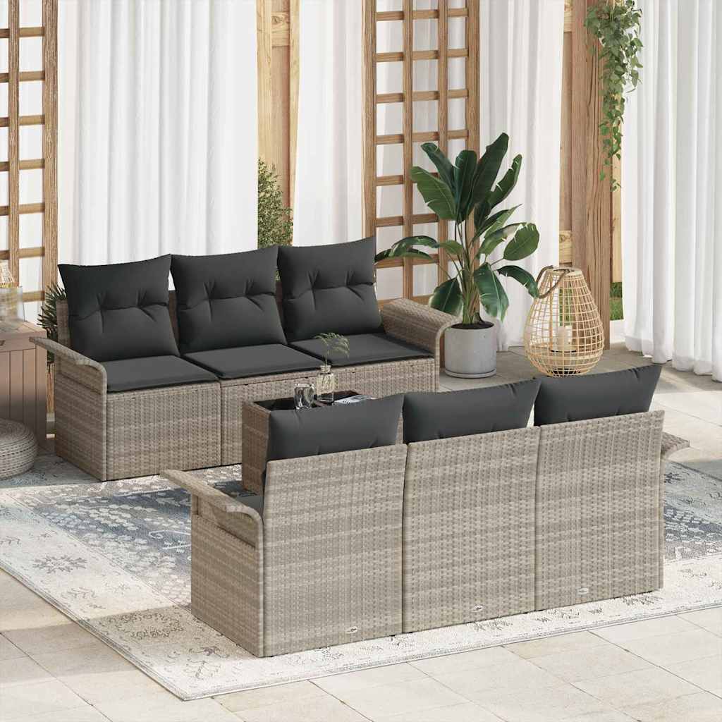 Tuinbankenset Met Kussen 7 Pcs En Crème Poly Rattan