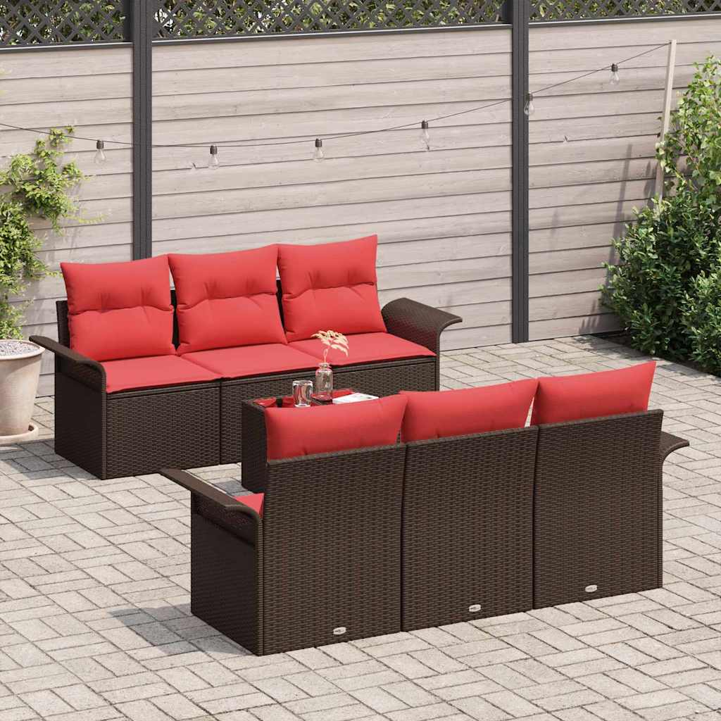 Tuin Sofa Set 7 Pcs Beige Poly Rattan, Staal En Glas