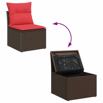 Tuin Sofa Set 7 Pcs Beige Poly Rattan, Staal En Glas
