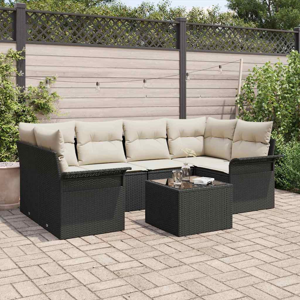 Tuin Sofa Set 7 Pcs En Crème 55 X 55 X 37 Cm Poly Rattan