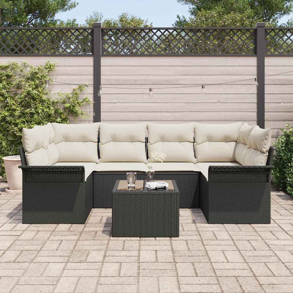 Tuin Sofa Set 7 Pcs En Crème 55 X 55 X 37 Cm Poly Rattan