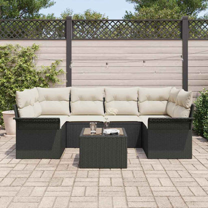 Tuin Sofa Set 7 Pcs En Crème 55 X 55 X 37 Cm Poly Rattan