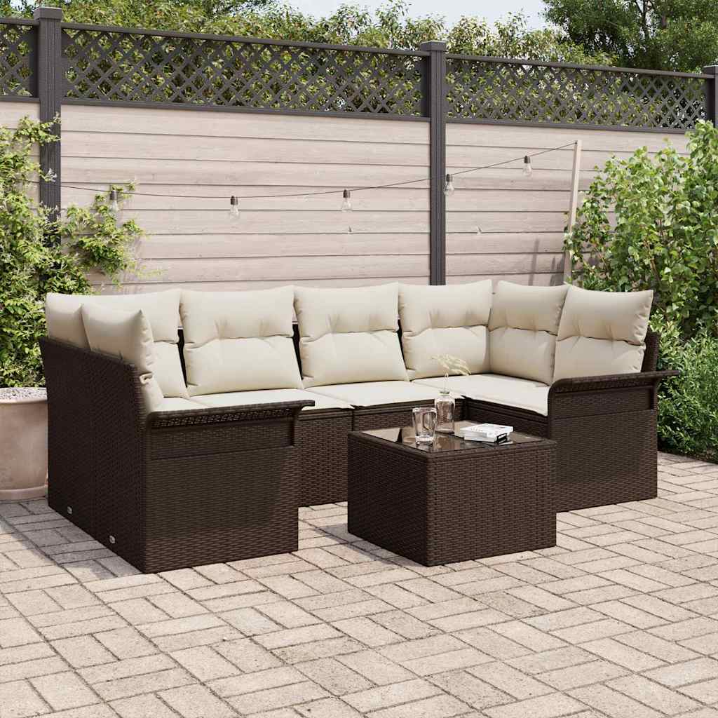 Tuin Sofa Set 7 Pcs En Crème 55 X 55 X 37 Cm Poly Rattan