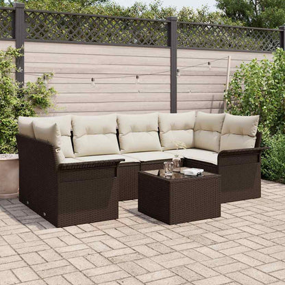 Tuin Sofa Set 7 Pcs En Crème 55 X 55 X 37 Cm Poly Rattan