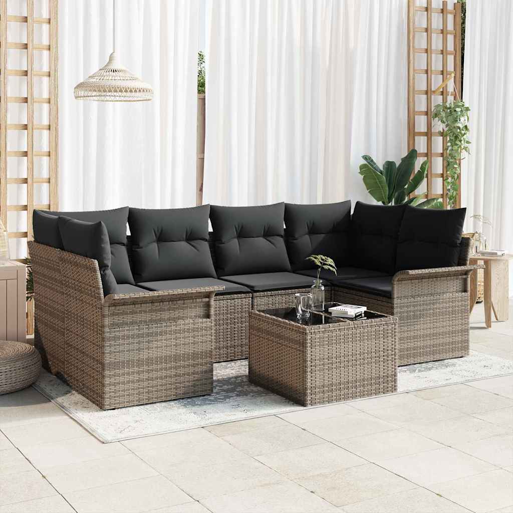 Tuin Sofa Set 7 Pcs En Crème 55 X 55 X 37 Cm Poly Rattan