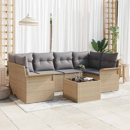 Tuin Sofa Set 7 Pcs En Crème 55 X 55 X 37 Cm Poly Rattan
