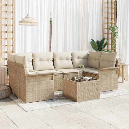 Tuin Sofa Set 7 Pcs En Crème 55 X 55 X 37 Cm Poly Rattan