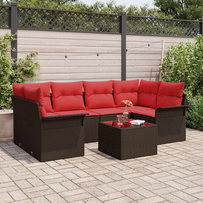 Tuin Sofa Set Met Kussen 7 Pcs Beige En Poly Rattan