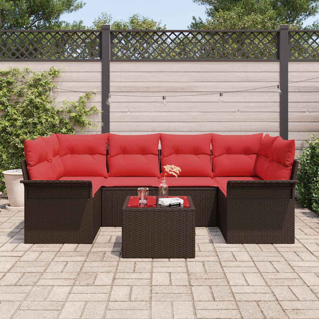 Tuin Sofa Set Met Kussen 7 Pcs Beige En Poly Rattan