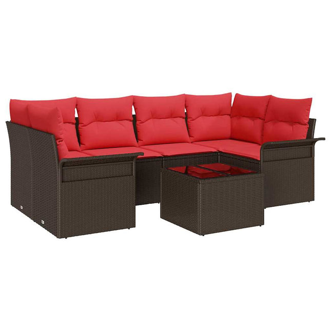 Tuin Sofa Set Met Kussen 7 Pcs Beige En Poly Rattan