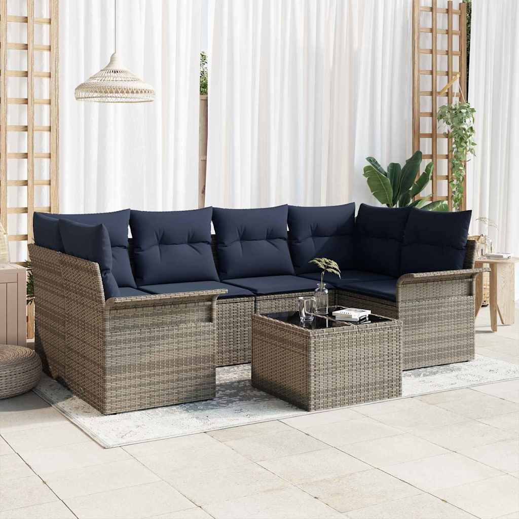 Tuin Sofa Set Met Kussen 7 Pcs Beige En Poly Rattan