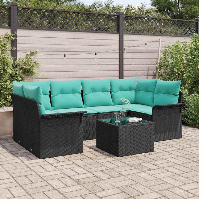 Tuin Sofa Set Met Kussen 7 Pcs Beige En Poly Rattan