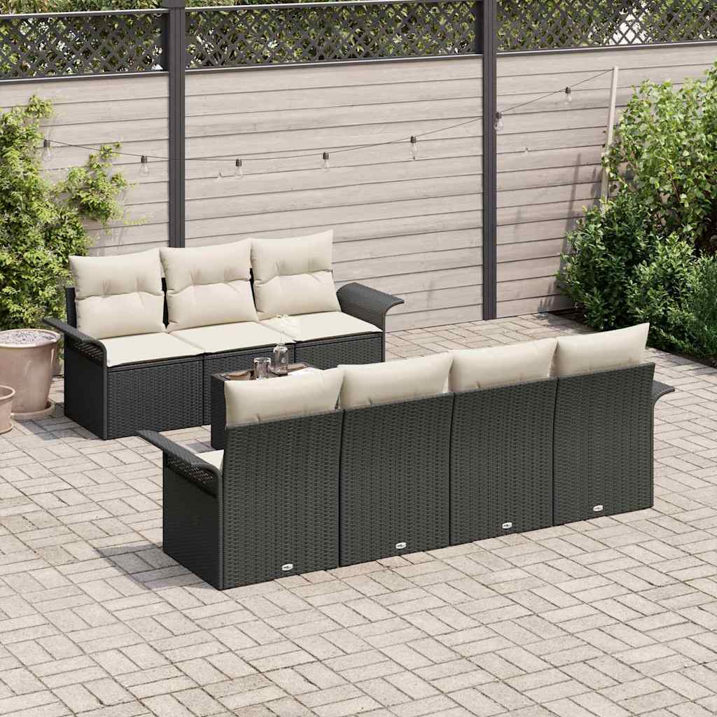 Tuinbankenset Met Kussen 8 Pcs En Crème Poly Rattan