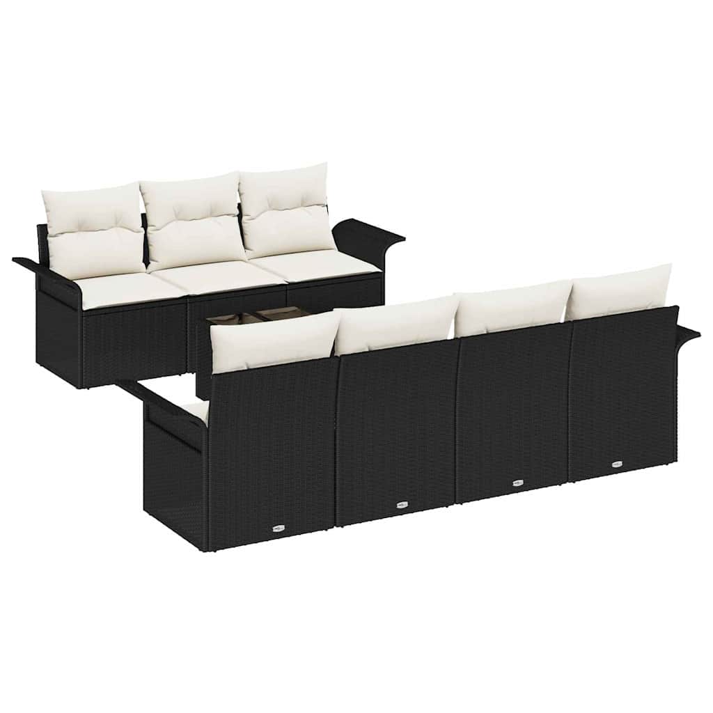 Tuinbankenset Met Kussen 8 Pcs En Crème Poly Rattan