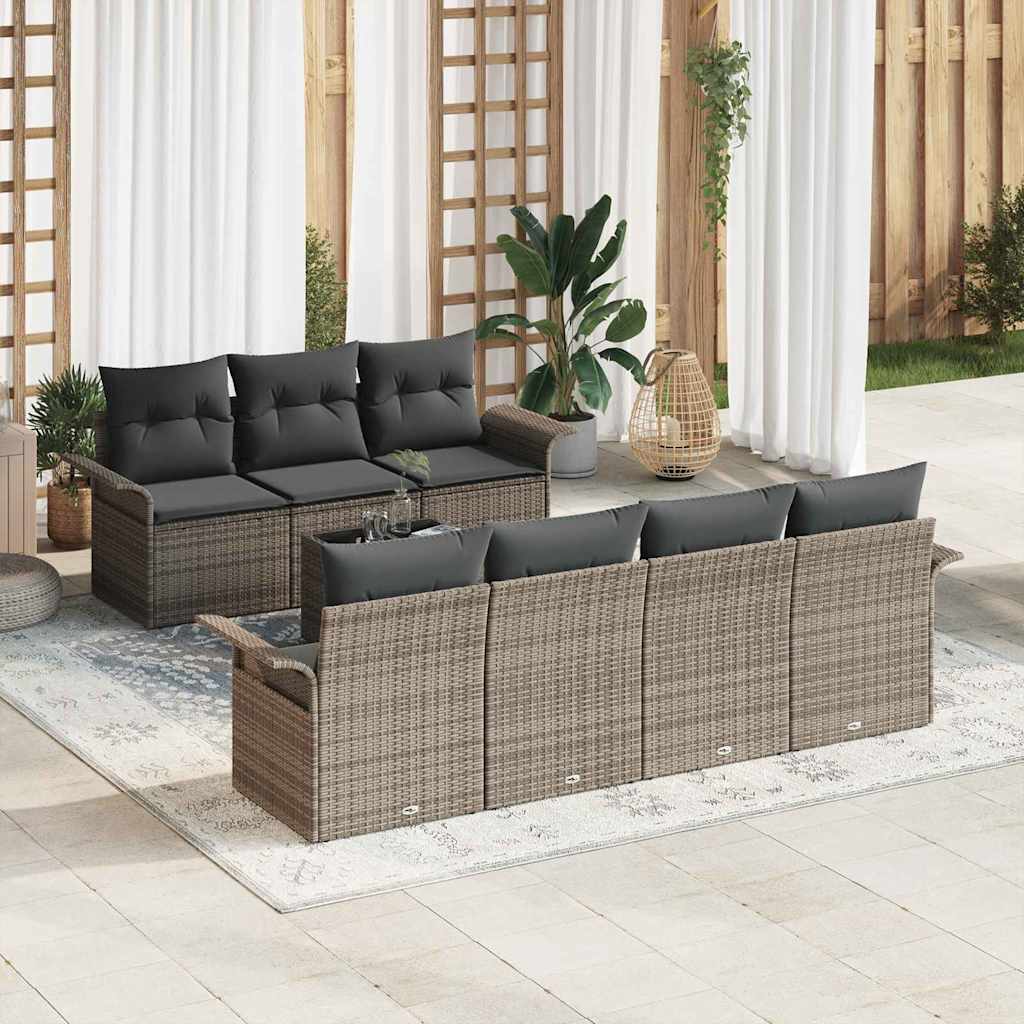 Tuinbankenset Met Kussen 8 Pcs En Crème Poly Rattan