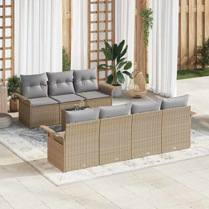 Tuinbankenset Met Kussen 8 Pcs En Crème Poly Rattan