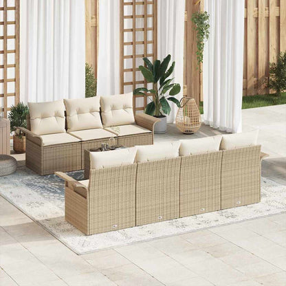Tuinbankenset Met Kussen 8 Pcs En Crème Poly Rattan