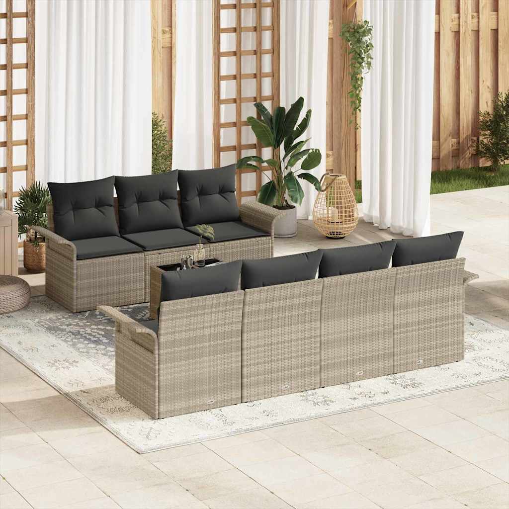 Tuinbankenset Met Kussen 8 Pcs En Crème Poly Rattan
