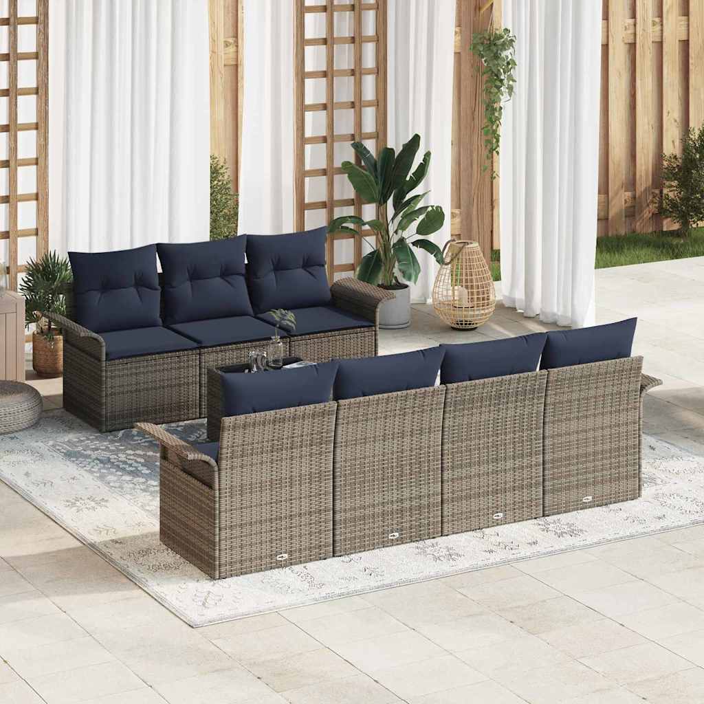 Tuin Sofa Set Met Kussen 8 Pcs Beige En Poly Rattan