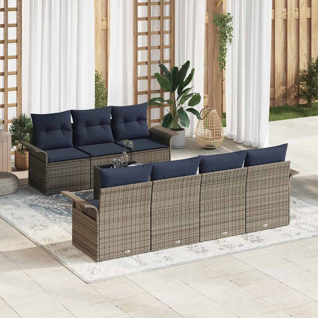 Tuin Sofa Set Met Kussen 8 Pcs Beige En Poly Rattan